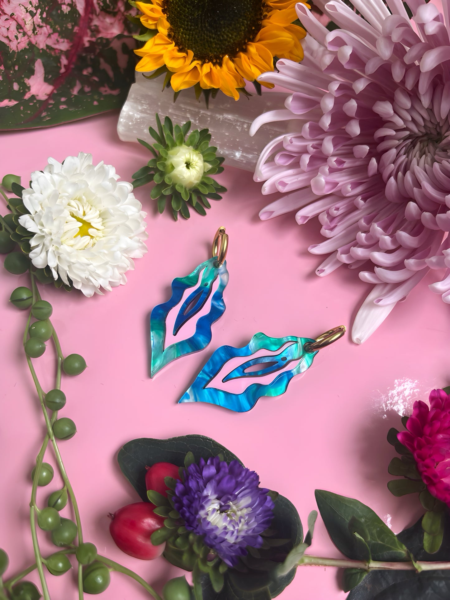 Blue shiny with rose