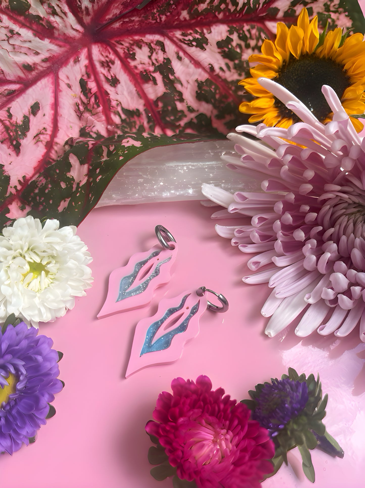 Pink with blue glitter
