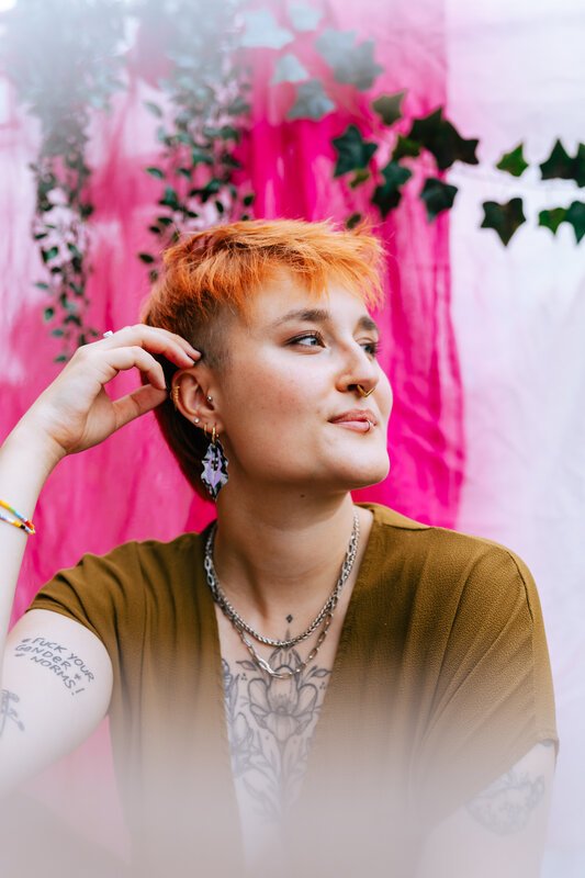 Black/white with purple